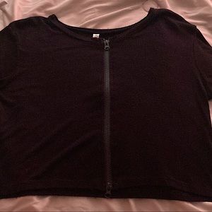 Love Charm black zip up cropped top